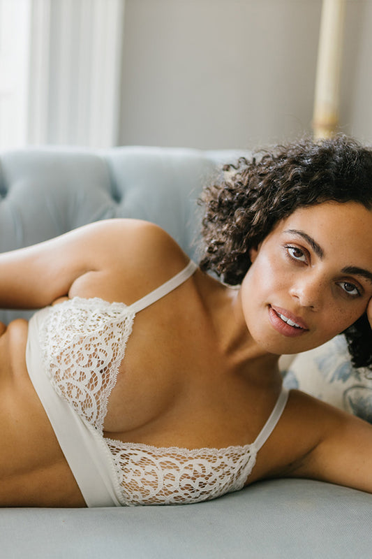 Emily Ivory Organic Cotton & Lace Bra