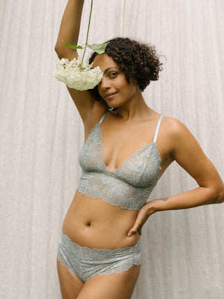 Sylvia Sea Green Longline Bra & Brief Set