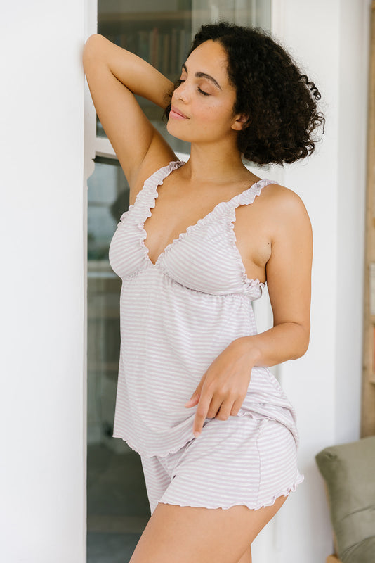 Pink Stripe Bamboo Babydoll & Short Set