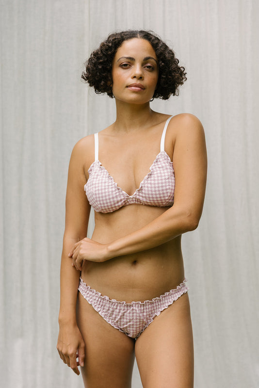 Gingham Organic Cotton Bra and Brief Set