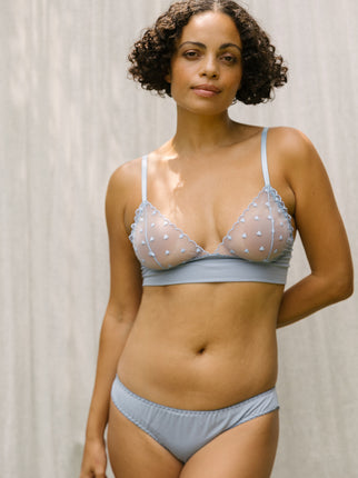Emily Blue Heart Bra & Brief Set