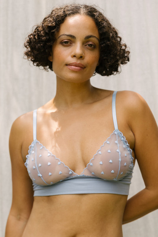 Emily Blue Heart Bra