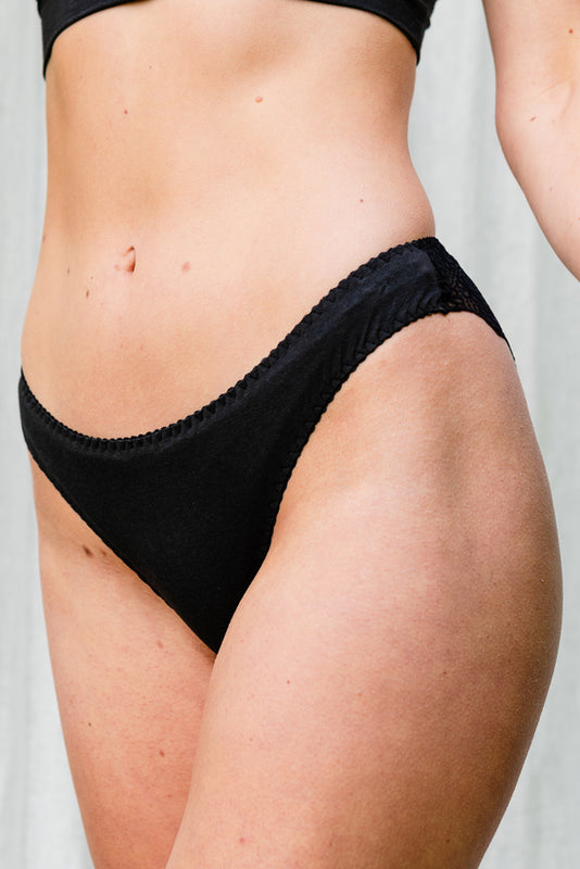 Emily Black Velvet Devore & Organic Cotton Bra & Brief Set