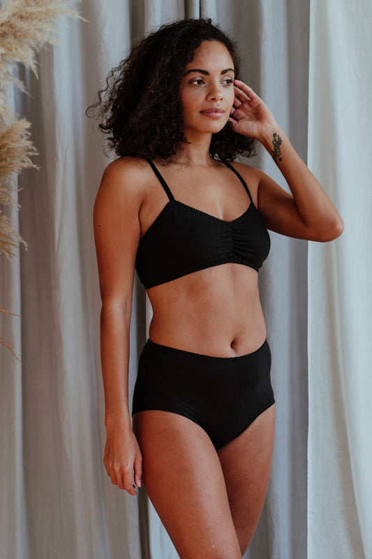 Fiona Black Bralette & High Waisted Brief - Luva Huva