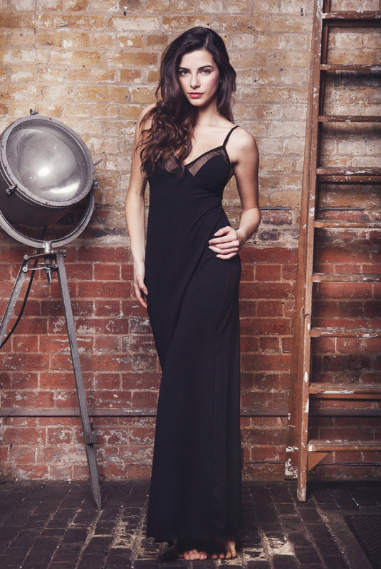Organic Cotton & Bamboo Black Cosette Maxi Slip