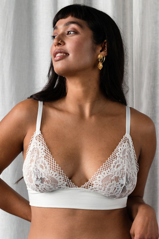 Heather Ivory Jersey & Lace Bra