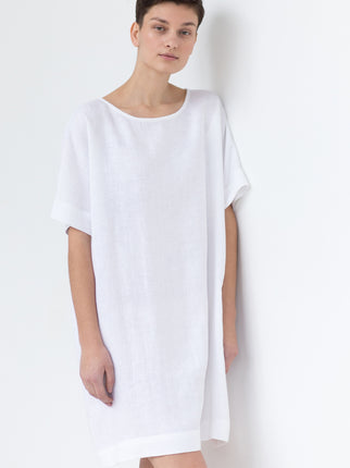 Loose Fit Natural Linen Dress - Luva Huva
