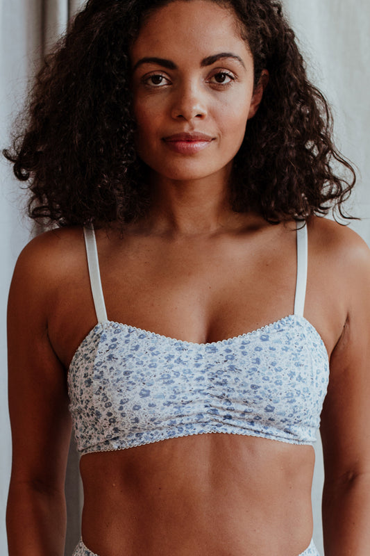 Fiona Blue Floral Bralette - Luva Huva