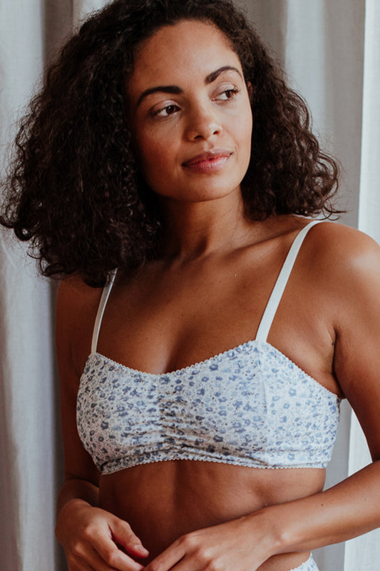 Fiona Blue Floral Bralette - Luva Huva
