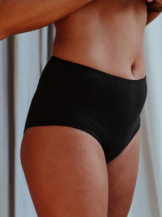 Fiona Black Bamboo & Organic Cotton High-Waist Brief - Luva Huva