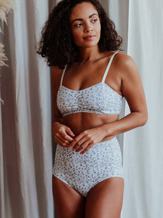 Fiona Blue Bralette & High Waisted Brief - Luva Huva