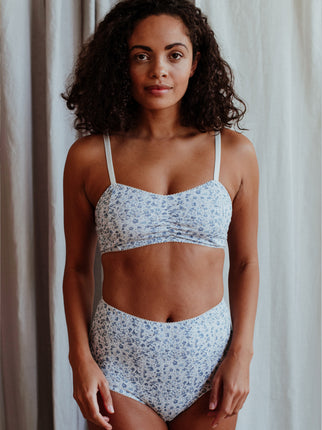 Fiona Blue Bralette & High Waisted Brief - Luva Huva