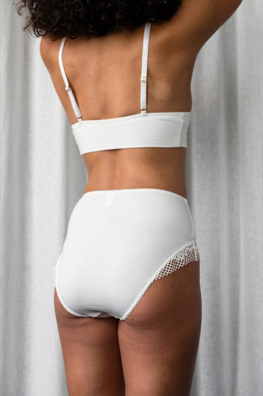 Heather Ivory Bra & High Waist Brief Set