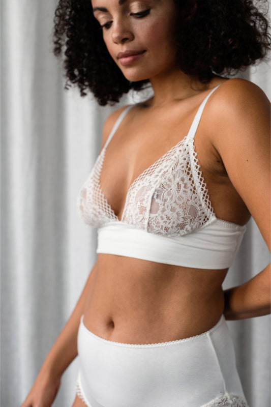Heather Ivory Jersey & Lace Bra