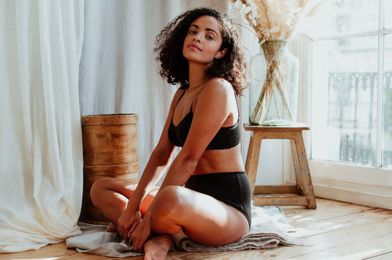 Fiona Black Bralette & High Waisted Brief - Luva Huva