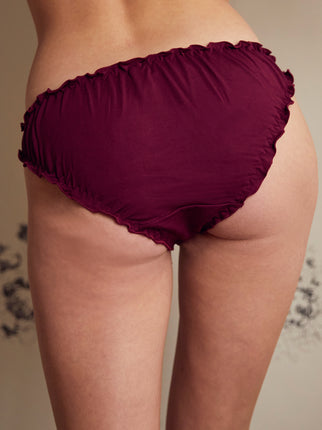 LAST SIZES Mulberry Bamboo Frilly Knicker (XS ONLY) - Luva Huva