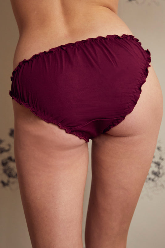 LAST SIZES Mulberry Bamboo Frilly Knicker (XS ONLY) - Luva Huva