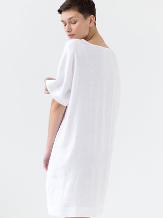 Loose Fit Natural Linen Dress - Luva Huva