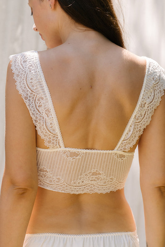 Sylvia Longline Ivory Lace Bralette