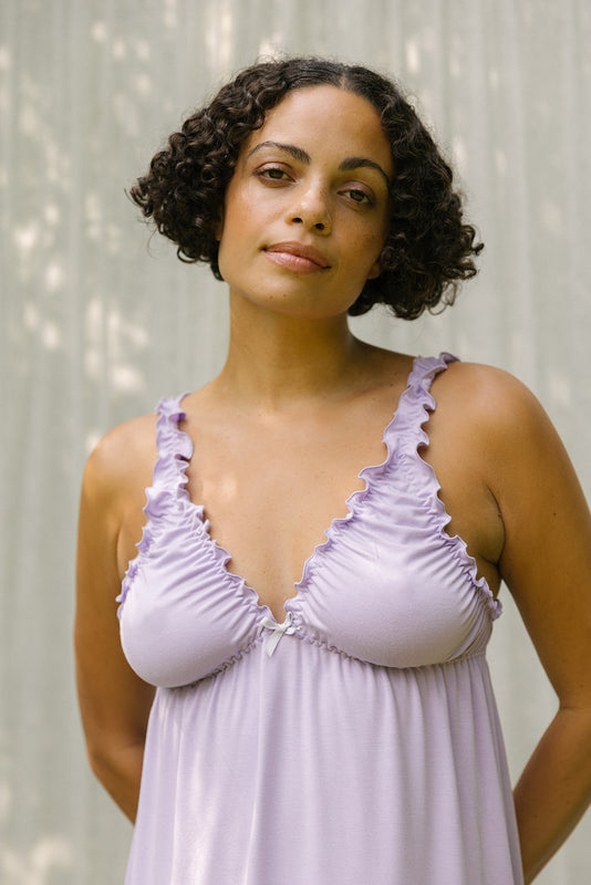 Lilac Bamboo Jersey Babydoll and Knicker