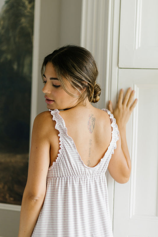 Pink Stripe Maternity Bamboo Jersey Nightie