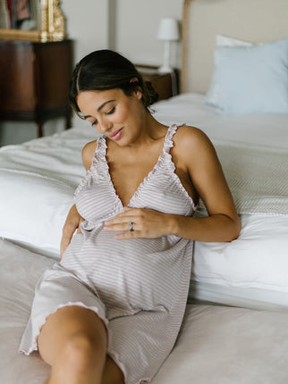 Pink Stripe Maternity Bamboo Jersey Nightie