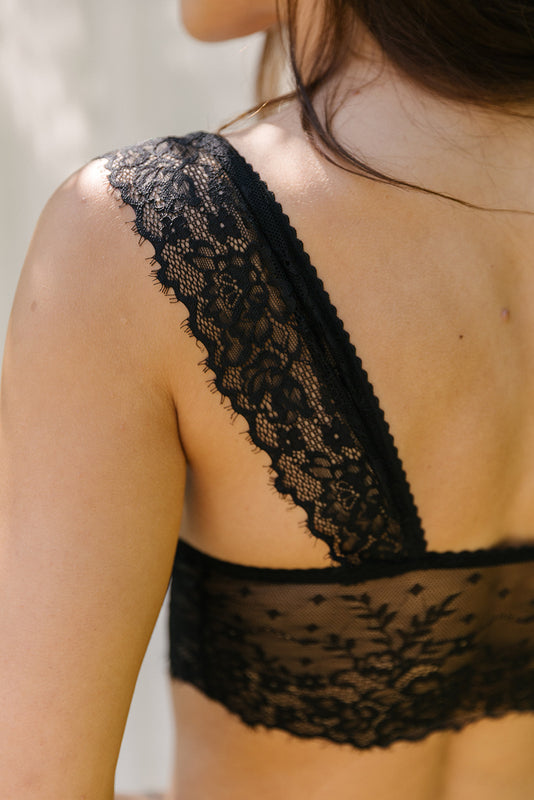 Sylvia Black Eyelash Lace Bralette & Brief