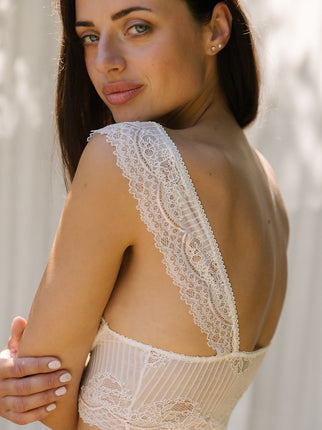 Sylvia Longline Ivory Lace Bralette