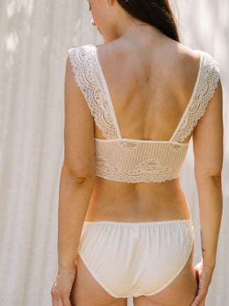 Sylvia Ivory Eyelash Lace Bralette & Brief