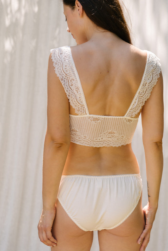Sylvia Ivory Eyelash Lace Bralette & Brief