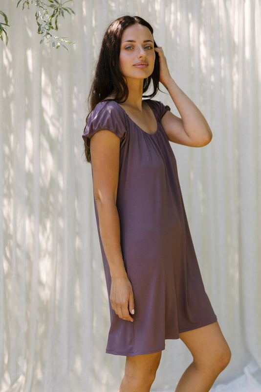 Mauve Bamboo Cap Sleeve Nightie