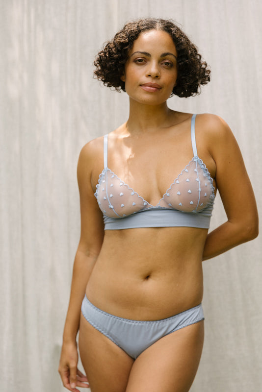 Emily Blue Heart Bra & Brief Set