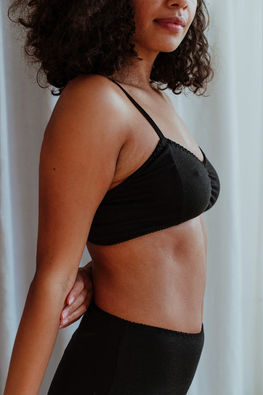 Fiona Black Bamboo & Organic Cotton Bralette - Luva Huva