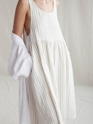 Stripe Linen Smock Dress - Luva Huva